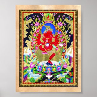 Cool oriental tibetan thangka Red Jambhala tattoo Posters