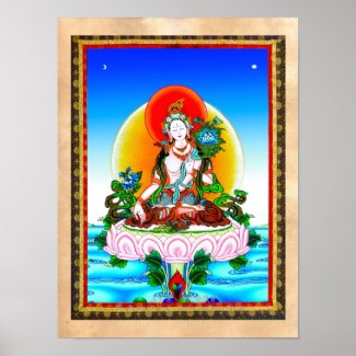 Cool oriental tibetan thangka White Tara tattoo Poster