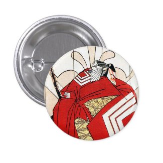 Cool Oriental Traditional Japanese Red Samurai Pinback Button
