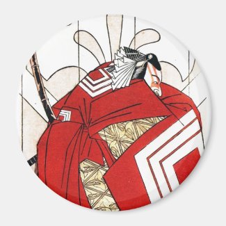 Cool Oriental Traditional Japanese Red Samurai Fridge Magnets