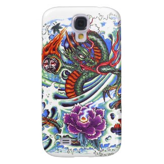 Cool Oriental Water Dragon Purple Lotus tattoo Samsung Galaxy S4 Covers