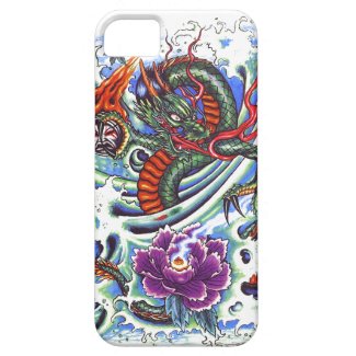 Cool Oriental Water Dragon Purple Lotus tattoo iPhone 5 Cover