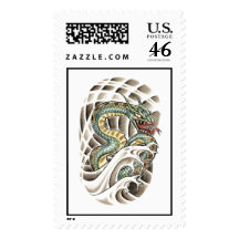 Cool Oriental Water Snake Tattoo Stamp