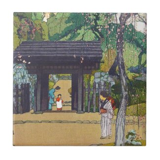 Cool orintal japanese Yoshida Temple Shrine Gate Ceramic Tile