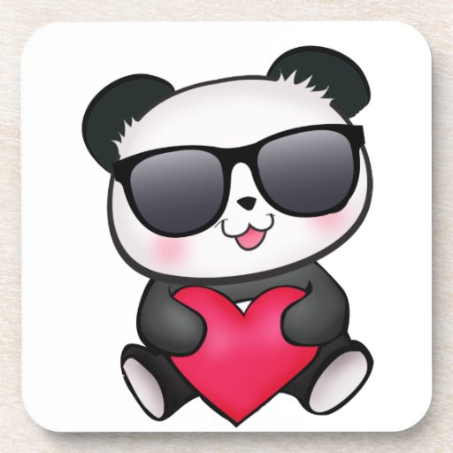 Cool Panda Bear Sunglasses Valentine's Day Heart Beverage ...