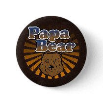 Cool Papa Bear, Brown/Blue/Gold Dad Gift Pinback Button