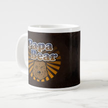 Cool Papa Bear, Brown/Blue/Gold Dad Gift Extra Large Mug