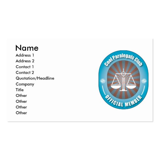 Cool Paralegals Club Business Card