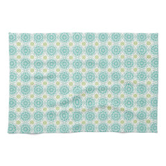 Cool Pastel Blue Retro Circle Pattern Easter Kitchen Towel