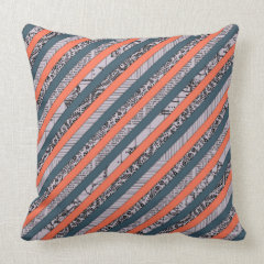 Cool Pattern Diagonal Stripes Coral Indigo Purple Throw Pillow