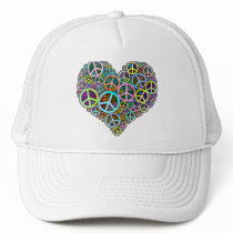 Cool Peace Love Heart Trucker Hat