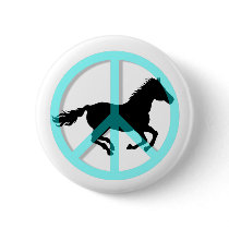 Cool peace symbol horse buttons