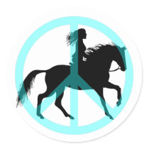 Cool peace symbol horse rider round sticker