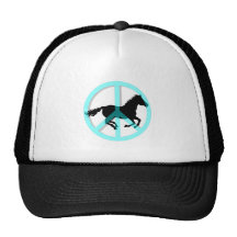 Cool peace symbol horse trucker hat
