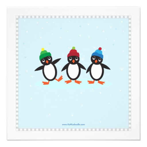 Cool Penguin Ice Skating Birthday Party Invitation
