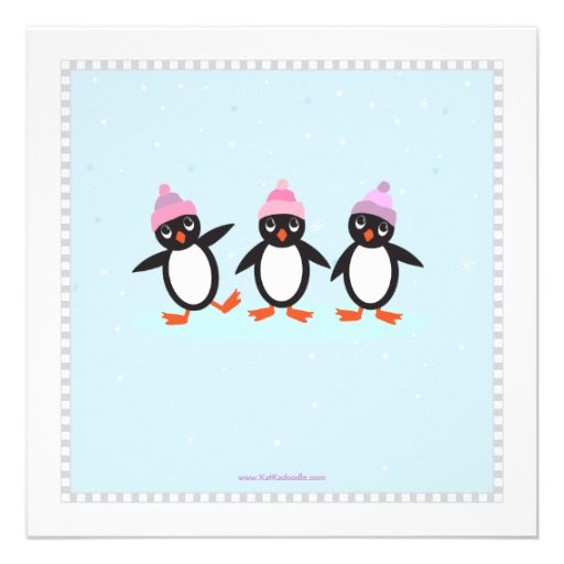 Cool Penguin Ice Skating Birthday Party Invitation