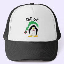 Cool Penguin in a Green Holiday Hat