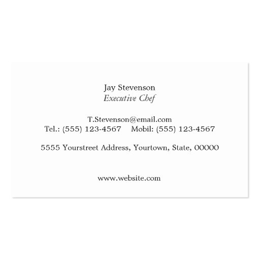 Cool Personal Chef Knife Black Catering Business Card (back side)