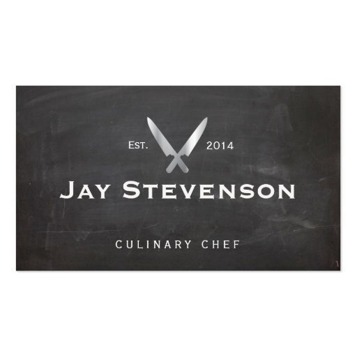 Cool Personal Chef Knife Black Catering Business Card (front side)