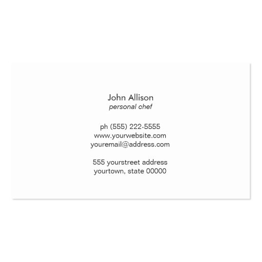 Cool, Personal Chef, Knife, Catering Chalkboard Business Cards (back side)