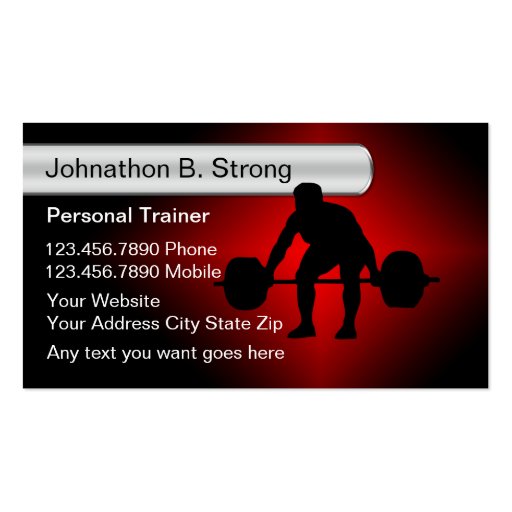 Cool Personal Trainer Business Cards (front side)
