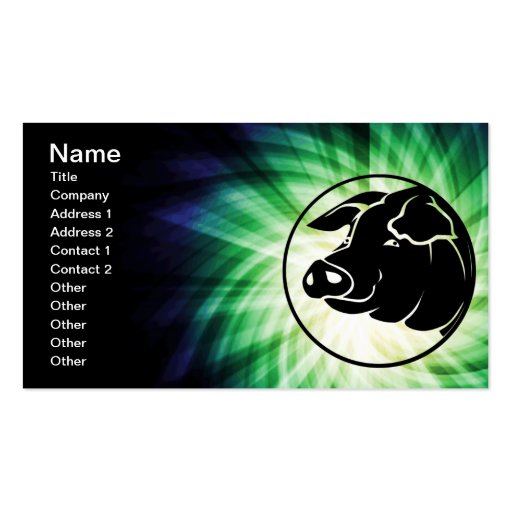 Cool Pig Head Business Card Template (front side)