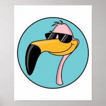 cool pink flamingo in sunglasses posters