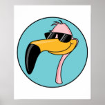 cool pink flamingo in sunglasses posters
