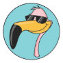 cool pink flamingo in sunglasses round sticker