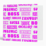Cool Pink Modern Design for Bosses  Positive Words 3 Ring Binders