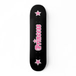 Cool pink princess text design on black custom skateboard