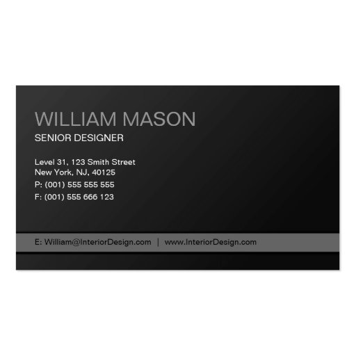 Cool Plain Black and Gray Modern Business Card (back side)