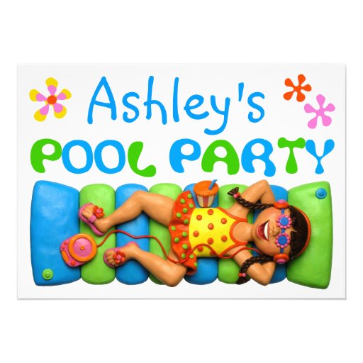 Cool Pool Party Custom Announcement