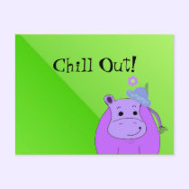 Cool Purple Hippo - Chill Out Postcard postcards