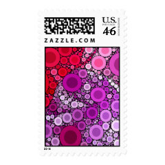 Cool Purple Pink Concentric Circles Girly Pattern Postage Stamps