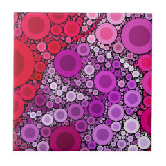 Cool Purple Pink Concentric Circles Girly Pattern Tile