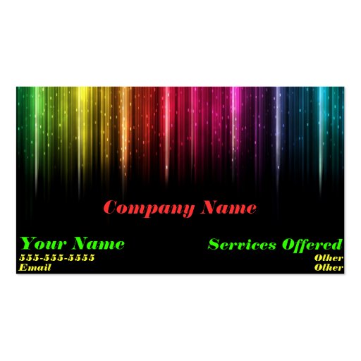 Cool rainbow light business card (front side)