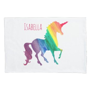 Cool Rainbow Watercolor Unicorn Beatiful Kids Pillowcase