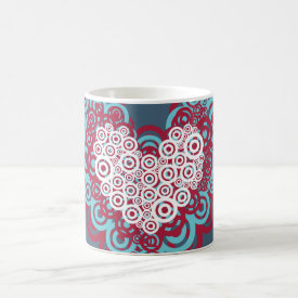 Cool Red and Blue Hearts Circles Pattern Coffee Mugs