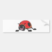 Cool Red Baby Ladybug Cartoon Bumper Stickers