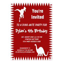 Cool Red Dinosaur Birthday Party Invitations