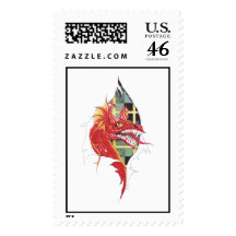 Cool Red Dragon in Scar tattoo Postage Stamps