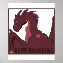 Cool Red Dragon Purple Hair Heart Tattoo Be My Dra Posters