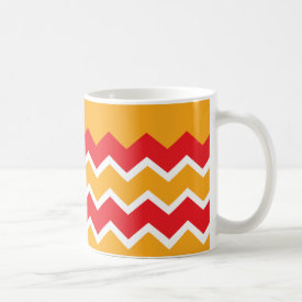 Cool Red Gold Chevron Zigzag Striped Pattern Coffee Mugs