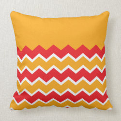 Cool Red Gold Chevron Zigzag Striped Pattern Pillow