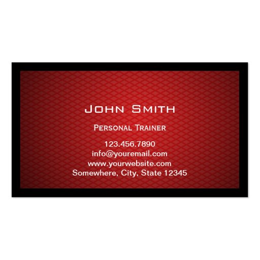 Cool Red Metal Fitness Business Card (back side)