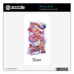 Cool Red Oriental Dragon in Clouds tattoo Skins For iPhone 4S