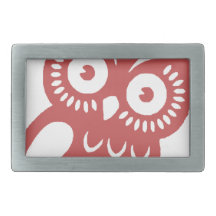 Cool Red Owl Rectangular Belt Buckle