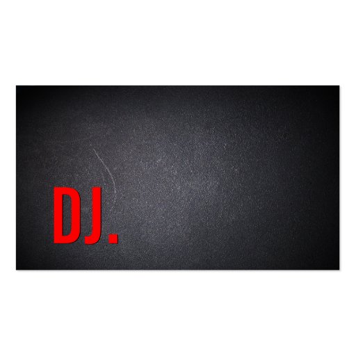 Cool Red Text Black Out DJ Business Card (front side)