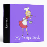 Cool Retro Blonde Girl Chef Art Recipe Binder